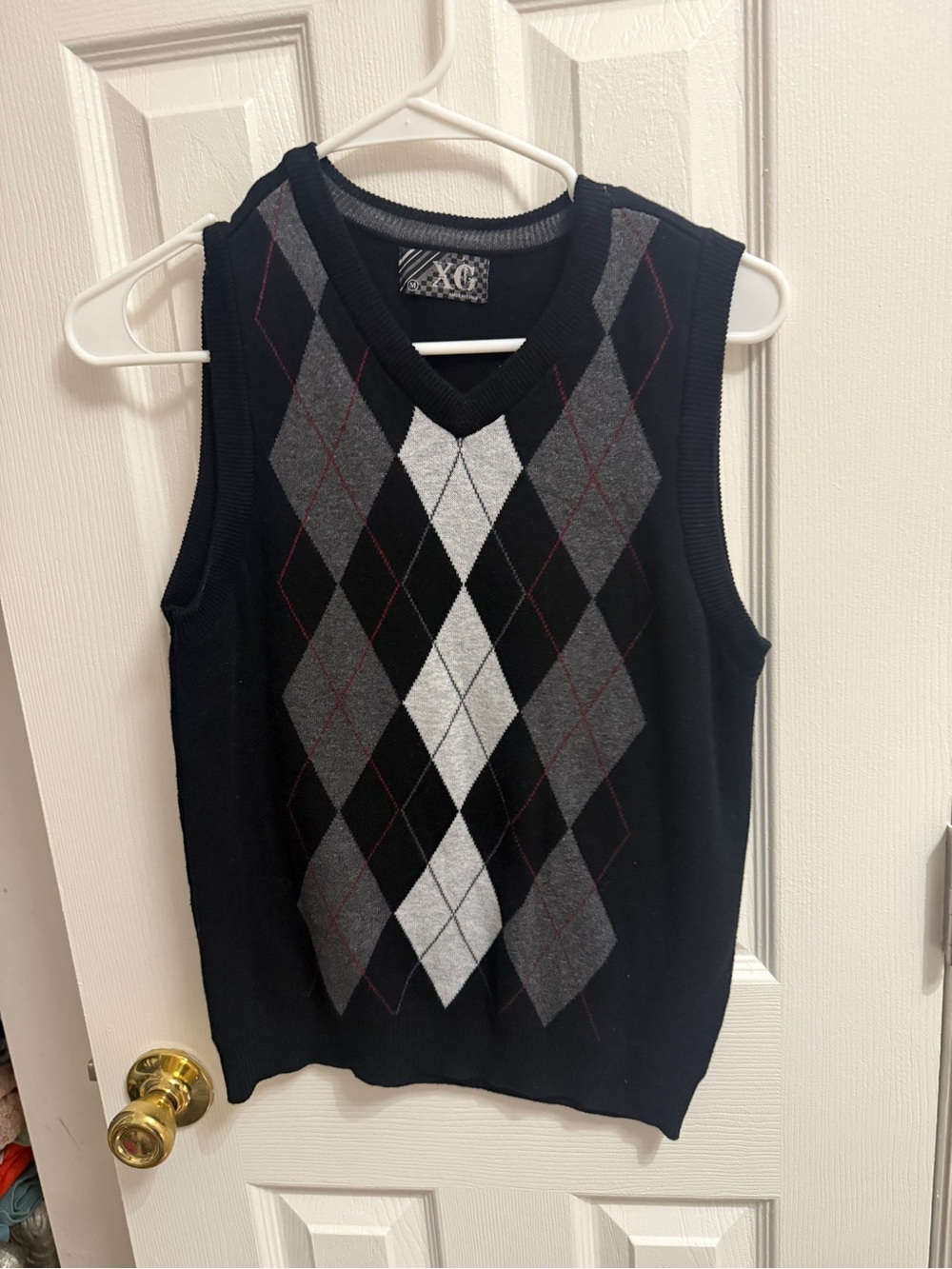 Men's Black Argyle V-Neck Sweater Vest